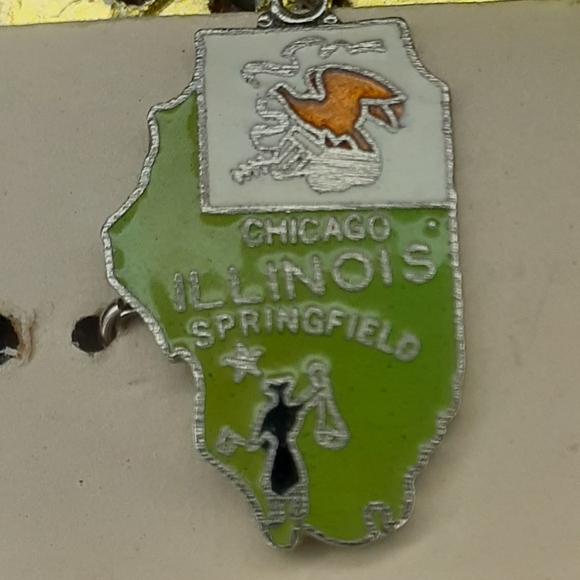 1960s/70's Souvenier Enamel Illinois Cloisonne Charm - Picture 8 of 15
